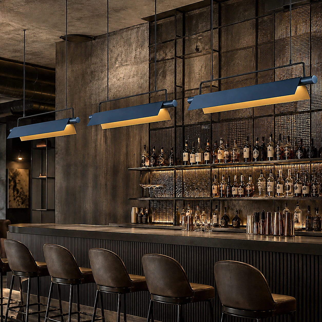Azur applied in a premium hospitality bar with blue and gold finish