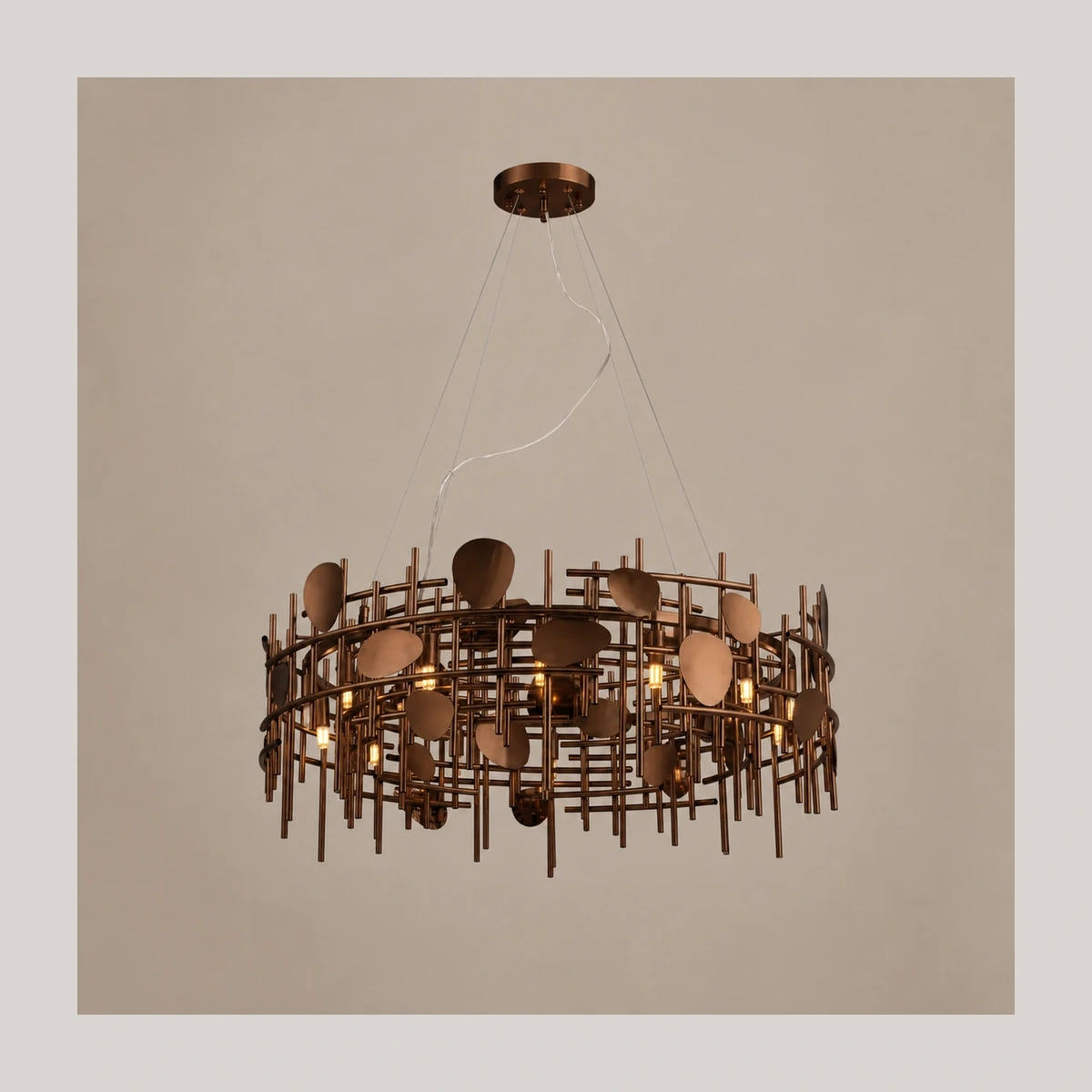 NEXUS - chandelier circular em acabamento RAL 8029 - imagem isolada