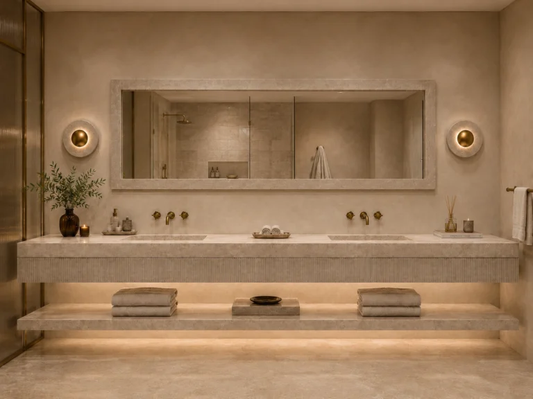 Espelho Fóssil com apliques Silex em ambiente premium Illumus