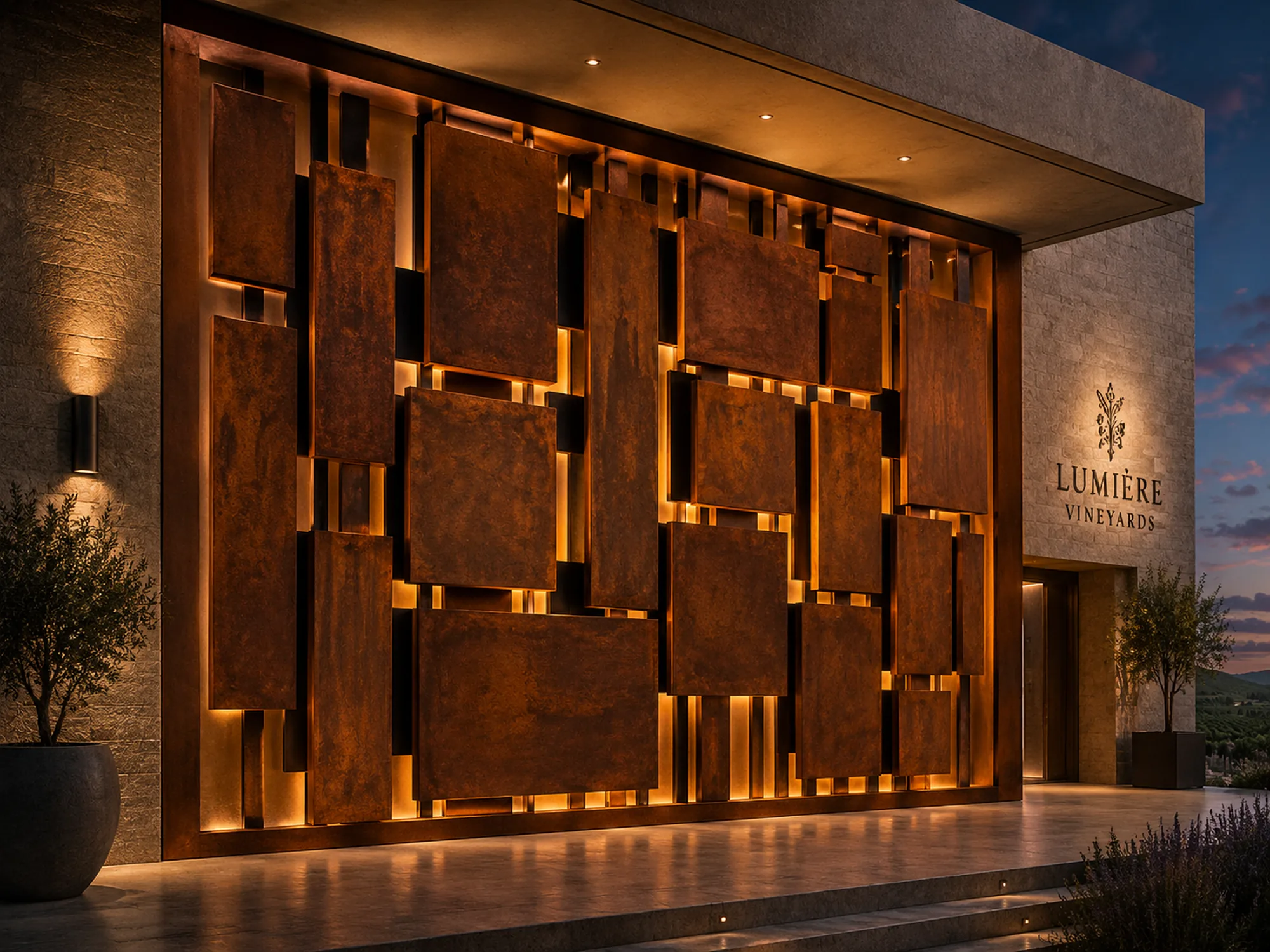 MAGMA divisória luminosa decorativa Illumus Lighting em ambiente hospitality premium