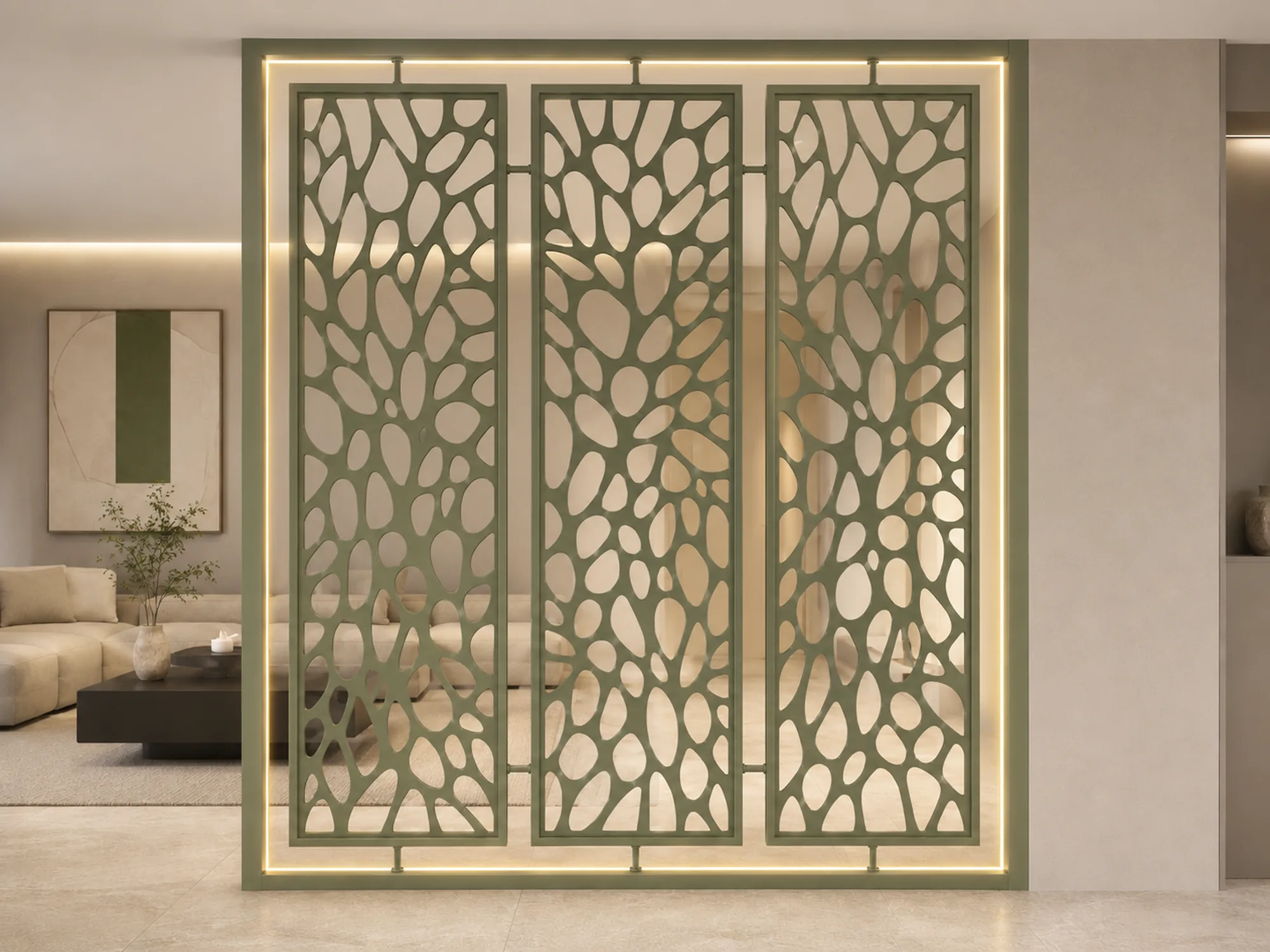 PHYSIS divisória luminosa decorativa Illumus Lighting em ambiente hospitality premium