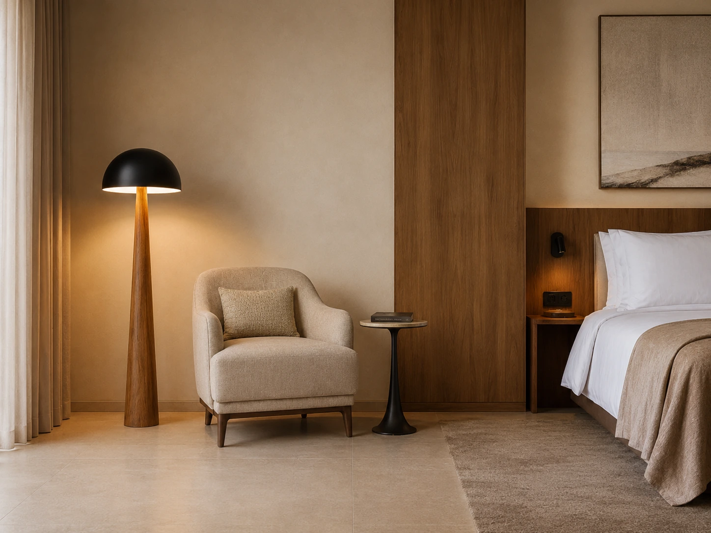 APEX floor lamp applied in a premium hospitality bedroom