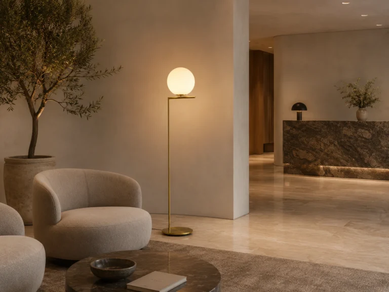 GIRALDA candeeiro de pé em ambiente hospitality premium