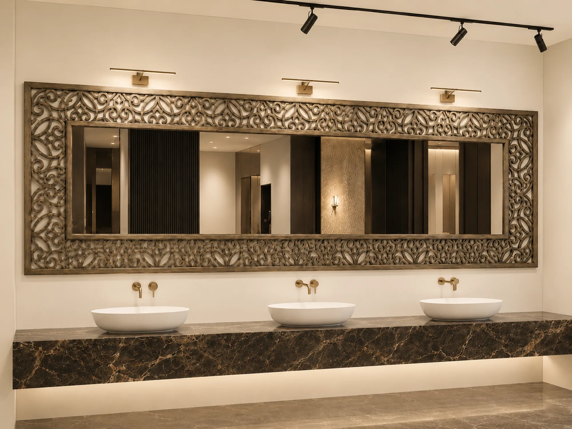 Espelho com aplique Louvre em ambiente premium de casa de banho Illumus