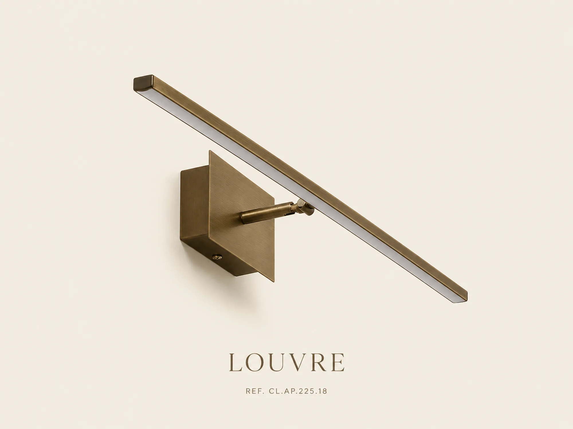 Pormenor do aplique Louvre com acabamento elegante e luz focalizada