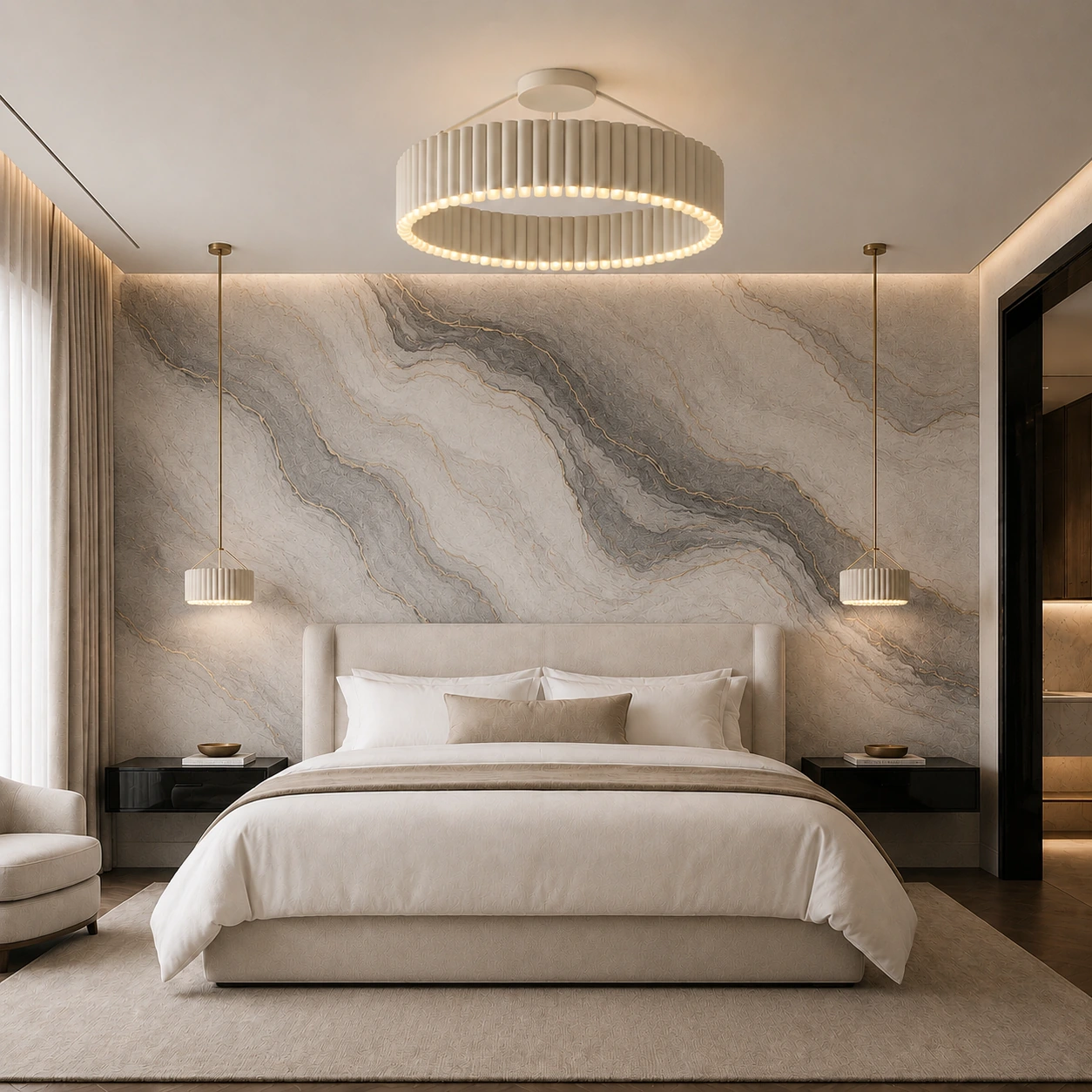PLISÉE ceiling light installed in a premium hospitality suite