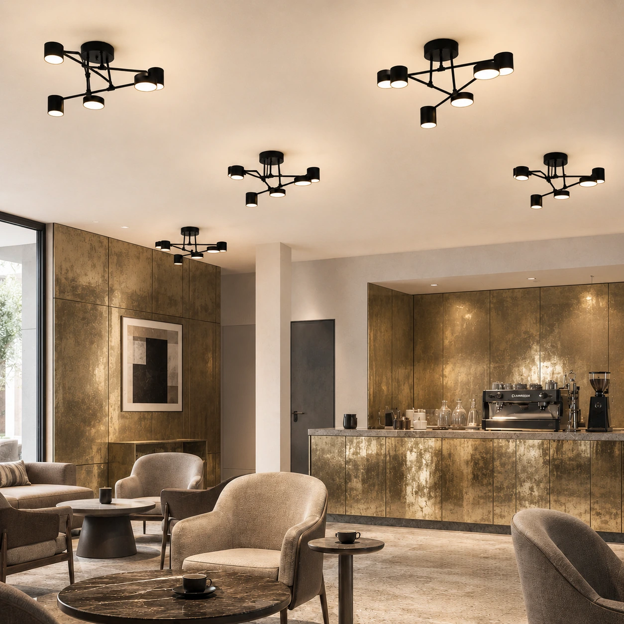 MATRIX ceiling light installed in a premium hospitality lounge