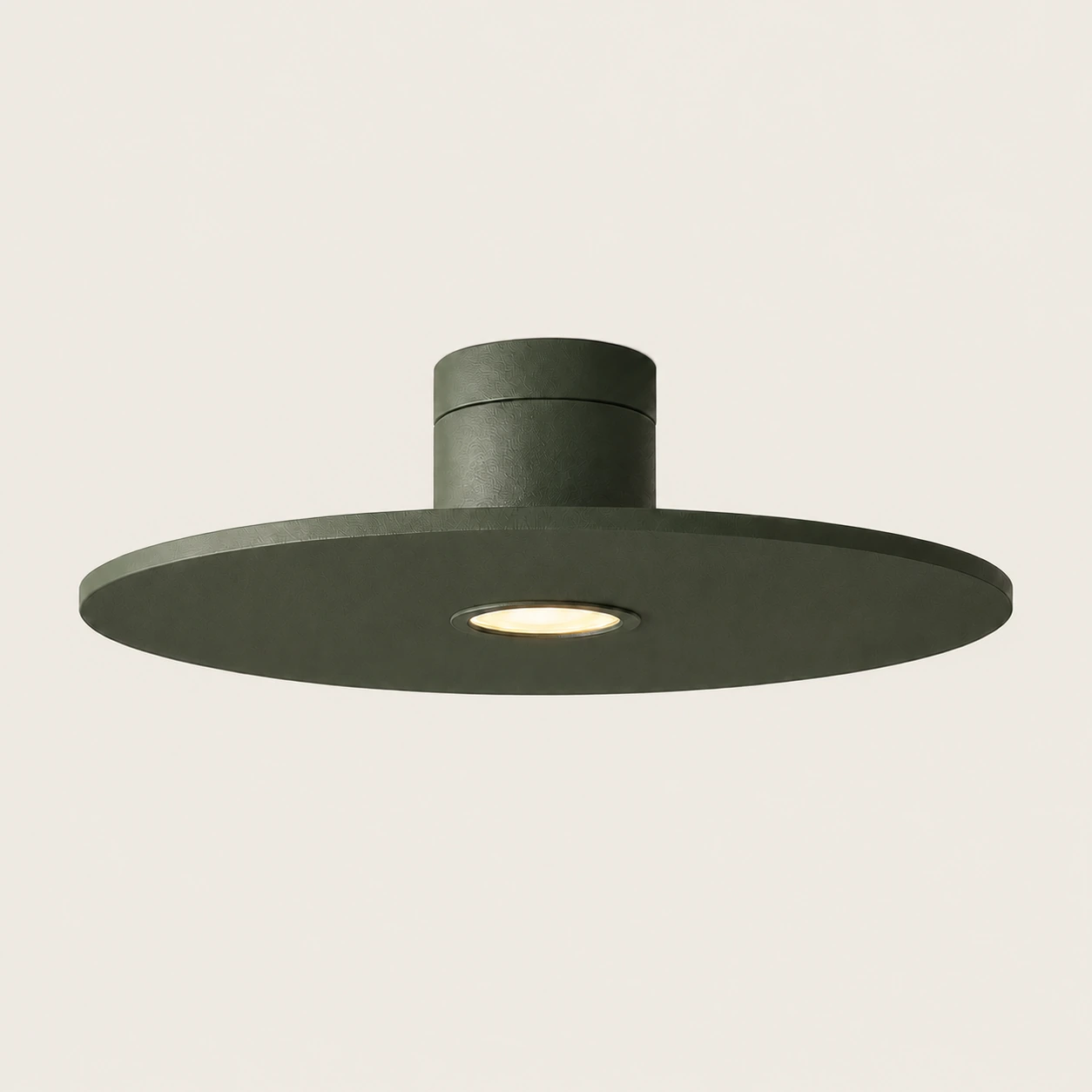 PLATÔ circular ceiling light in matte green with central diffuser