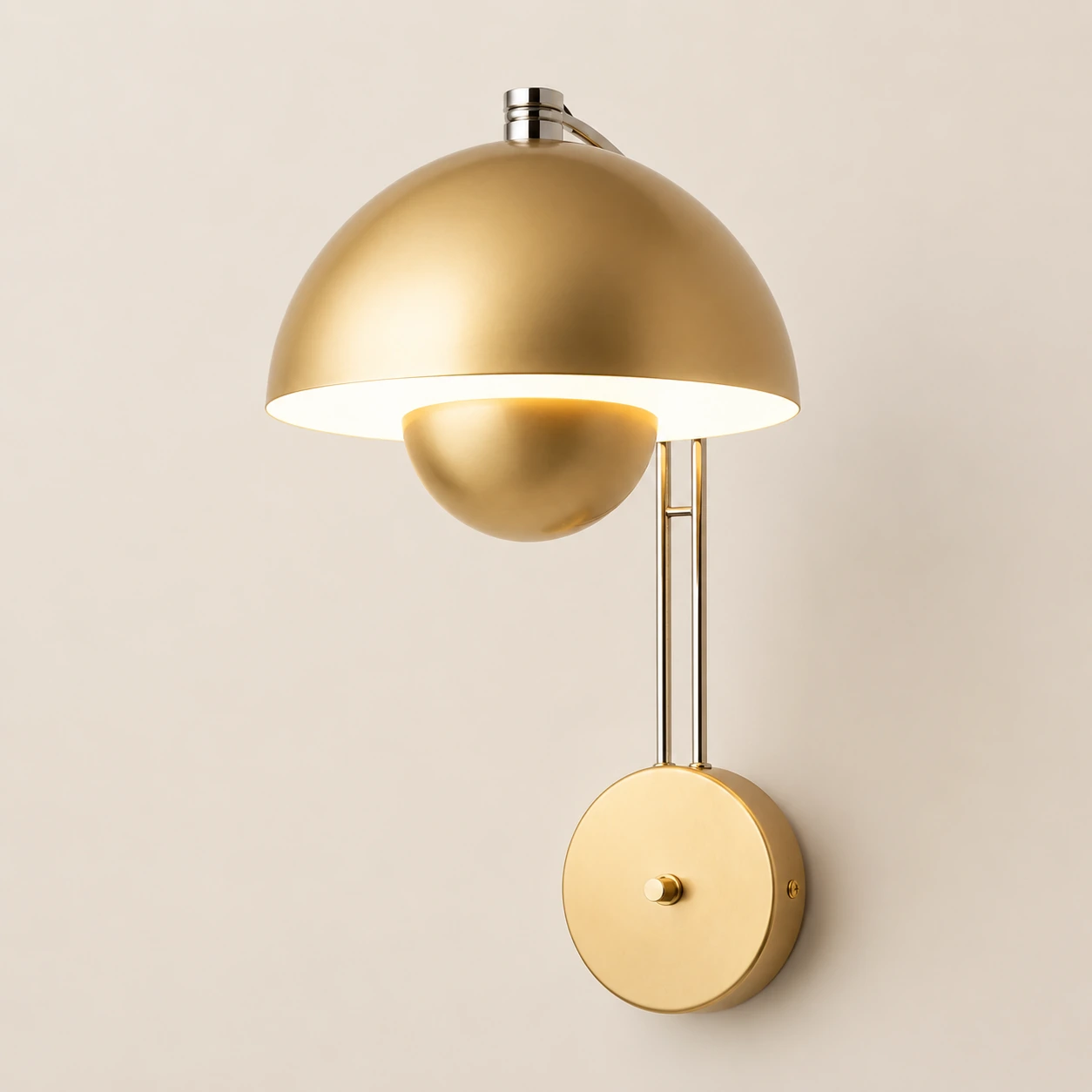 TIVOLI wall light detail with gold finish and decorative diffuser