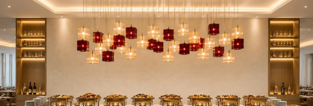 Buffet d’hôtel haut de gamme avec éclairage décoratif sur mesure Illumus